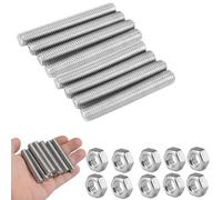 Lot de 10 tiges filetées M8 x 100 mm, en acier galvanisé, avec 10 écrous hexagonaux, tiges filetées complètes, pour la construction de meubles et le montage en machine