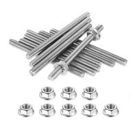 Lot de 10 tiges filetées M8 x 100 mm en acier inoxydable A2 V2A avec 10 écrous à bride hexagonales M8 pour construction de meubles, machines, fabrication de meubles