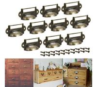 Lot de 10 tirettes d'étiquettes de tiroir en laiton antique pour armoire et rangement de fichiers, livré avec 20 vis