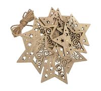 Lot de 10 tranches de bois brut de Noël pour projets d'artisanat Étoile 1