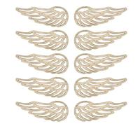 Lot de 10 tranches de bois décoratives sculptées sur bois - Ailes d'ange - Scrapbook - Fait à la main - Accessoire de bouton graffiti - 5,6 x 2,2 cm