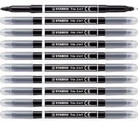 Lot De 10 Trio 2in1 Feutre Et Stylo 2 En 1 Noir