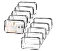 Lot de 10 trousses de toilette de voyage transparentes avec fermetures éclair, 19,1 x 12,2 cm, portables et imperméables pour la famille, les hommes, les femmes, Noir , Simplicité