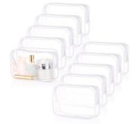 Lot de 10 trousses de toilette de voyage transparentes avec fermetures éclair, 19,1 x 12,2 cm, portables et imperméables pour la famille, les hommes, les femmes, blanc, Simplicité