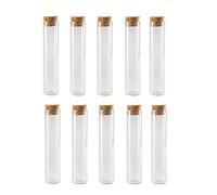 Lot de 10 tubes à essai ronds en verre transparent de 60 ml avec bouchons en liège pour huiles essentielles, bonbons, cadeaux de mariage, expériences scientifiques, loisirs créatifs