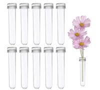 Lot de 10 tubes à fleurs avec couvercle, tubes à orchidées en plastique, tubes de conservation des fleurs, tube à suspendre pour arrangements floraux, avec couvercle, tubes décoratifs pour fleurs