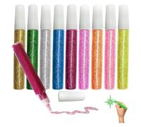 Lot de 10 tubes de colle à paillettes lavables - 10 ml - Différentes couleurs - Stylo de colle à paillettes sûr et non toxique - Colle pailletée avec pointe fine - Pour le scrapbooking des enfants