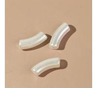 Lot de 10 tubes incurvés en acrylique de 11 mm, perles en vrac de couleur nacrée pour la fabrication de bracelets, de colliers, d'accessoires de bijoux à faire soi-même, blanc nacré, 11 x 35 mm