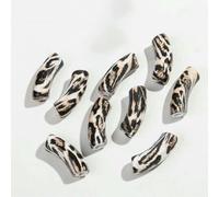 Lot de 10 tubes incurvés en acrylique léopard 8/11 mm pour fabrication de bijoux, bracelets, colliers, accessoires, vente en gros, 11 mm, léopard blanc, 10 pièces