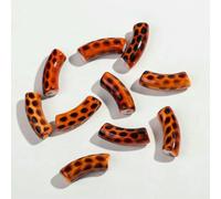 Lot de 10 tubes incurvés en acrylique léopard 8/11 mm pour fabrication de bijoux, bracelets, colliers, accessoires, vente en gros, 11 mm, léopard orange, 10 pièces