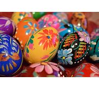 Lot de 10 œufs de Pâques en bois peints à la main, pour décoration - 60 x 45 mm - Taille d’un œuf de poule - Parfaits pour Pâques