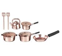 Lot de 10 ustensiles de cuisine miniatures en cuivre pour maison de poupée