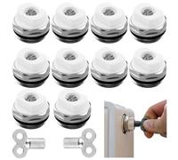 Lot de 10 valves de purge de radiateur 1/2" manuelle - Valve de purge avec 2 clés de purge - Vannes de purge de radiateur avec tête rotative en plastique