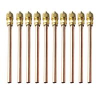 Lot de 10 valves d'entretien en cuivre pour systèmes de climatisation et de réfrigération, ports de remplissage en laiton avec pression de fonctionnement de 3,4 MPa, longueur 125 mm
