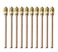 Lot de 10 valves d'entretien en laiton pour systèmes CVC et réfrigérateurs, longueur totale de 125 mm, pression de fonctionnement 3,4 MPa, raccord de tube en cuivre