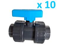 Lot de 10 Vannes à boisseau démontables Pvc pression à coller diam. 50