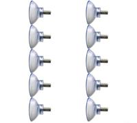 Lot de 10 ventouses M8 en PVC transparent avec vis moletées et écrous pour surfaces lisses non poreuses comme le verre, le carrelage ou les murs (50 mm)