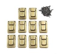 Lot de 10 verrous en fer de style rétro avec boucle incurvée, finition bronze jaune/noir/bronze vert/or, matériel de verrouillage d'armoire et de meubles pour boîtes en bois, valises (bronze jaune)