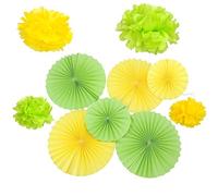 Lot de 10 Vert jaune papier Fans Rosaces de Pâques à suspendre Ornement enfant fête décoratifs