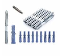 Lot de 10 vis à double filetage M10 x 100 mm avec chevilles | Zingué avec Torx TX25, vis double face pour colliers de serrage, raccords en bois, béton, montage de meubles