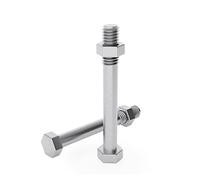 Lot de 10 vis à tête hexagonale M10 x 130 mm avec écrous DIN 601 galvanisées - En acier allié, vis d'appareil, vis de serrure, vis de machine, filetage partiel pour support de poteau, construction en