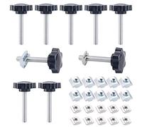 Lot de 10 vis à Vis de serrage de rechange en forme d'étoile M8 x 50 mm Vis moletée pour loquet de machine fil de serrage bouton noir en(contient 10 30/40 xM8 Écrou coulissant)