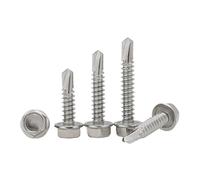 Lot de 10 vis autoperceuses à tête hexagonale M4.2 M4.8 M5.5 M6.3 en acier inoxydable 410/304 (acier inoxydable 410, 38 mm, M4.8 - 10 pièces)