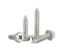 Lot de 10 vis autotaraudeuses à tête hexagonale avec rondelle, en acier inoxydable 304(20mm,M5)