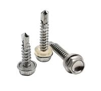 Lot de 10 vis autotaraudeuses à tête hexagonale en acier inoxydable M4.2 à M6.3 avec rondelle(Without washer,4.8x19)