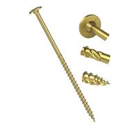 Lot de 10 vis de menuisier à tête plate - 8 mm x 280 mm - Jaune