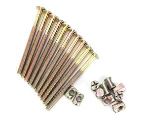 Lot de 10 vis de meubles et écrous cylindriques M6 pour cadre de lit et meubles à étages avec écrous cylindriques de rechange (80 mm)