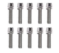 Lot de 10 vis de tige de vélo en acier de haute précision M5 x 20 mm Vis fixes avec rondelles durables en acier de haute précision boulons à tête conique Vis avec rondelles de réparation