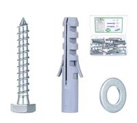 Lot de 10 vis M12 x 60 mm pour charges lourdes - Vis hexagonales M10 x 60 mm - Vis à béton et chevilles universelles - Chevilles à expansion - Chevilles longues - Pour support mural TV