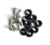 Lot de 10 vis M6 en aluminium anodisé pour capot automobile - Convient pour les trous de boulons de phare et pare-chocs (noir)