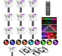 Lot de 10 WIFI RGB Spot Encastrable Exterieur Dimmable 0.6W Fonctionne Avec Alexa, Google Home, DC12V Ø31mm Etanche IP67,Spots Escalier Led Spot Encastrable Sol pour Terrasse Bois