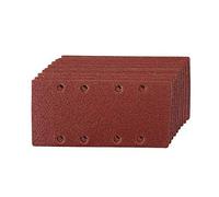 Lot de 10 x 1/3 feuilles de papier abrasif perforées BE-TOOL - Patins de ponçage auto-agrippants, 93 x 190 mm, rouge