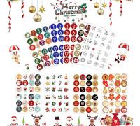 Lot de 10 x 24 autocollants pour calendrier de l'Avent - Chiffres de 1 à 24 ronds - Autocollants pour calendrier de l'Avent de Noël
