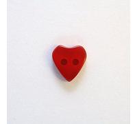 Lot de 10 x Boutons Coeur 2 Trous 10mm - Rouge