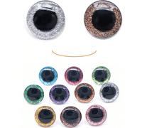 Lot de 10 yeux de sécurité trapézoïdaux en plastique pailleté (26-35 mm) avec rondelles, parfaits pour le crochet, les amigurumis, les poupées, les ours, les marionnettes et autres créations en peluch