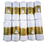 Lot de 10 Zepelines Ne 8/2 couleur blanc tricot bleu de coton perlé 100% égyptien mercerisé pour tricot à la main ou travaux de crochet avec une finition élégante.(80gr.*10unités)