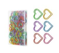 Lot de 100/200 pinces métalliques en forme de cœur coloré pour photo, note et gestion de cartes