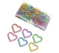 Lot de 100/200 trombones en métal coloré en forme de cœur pour documents, journaux, scrapbooking, forte tenue