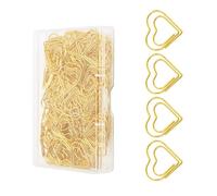 Lot de 100/200 trombones en métal coloré en forme de cœur pour documents, journaux, scrapbooking, trombones