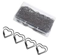 Lot de 100/200 trombones en métal coloré en forme de cœur pour documents, notes, cartes postales