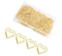 Lot de 100/200 trombones en métal en forme de cœur avec étui pour documents, cartes de notes, gestion d'images, trombones en forme de cœur