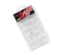 Lot de 100/500 faux ongles courts en acrylique à croissant pour French manucure Blanc