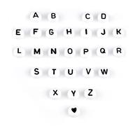 Lot de 100 à 300 perles acryliques blanches de 7 mm avec lettre noire et lettres de l'alphabet rondes plates en vrac pour la fabrication de bijoux, le bricolage, le traitement de la mode
