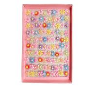 Lot de 100 adorables bagues ouvertes en résine pour enfants avec motifs de fleurs réglables Différents motifs pour filles