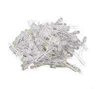 Lot de 100 ampoules LED transparentes de 3 mm avec double broches pour appareils électroniques et projets d'éclairage DIY avec éclairage lumineux et compatibilité avec plusieurs tensions (blanc)