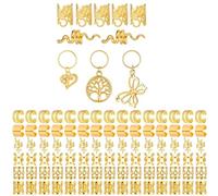 Lot de 100 anneaux à cheveux en métal pour tresses et coiffures uniques pour festivals de musique et fêtes